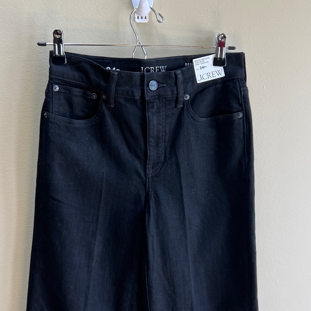 J. Crew Black High-Rise Wide Leg Jeans Sz 24P - Picture 4 of 14
